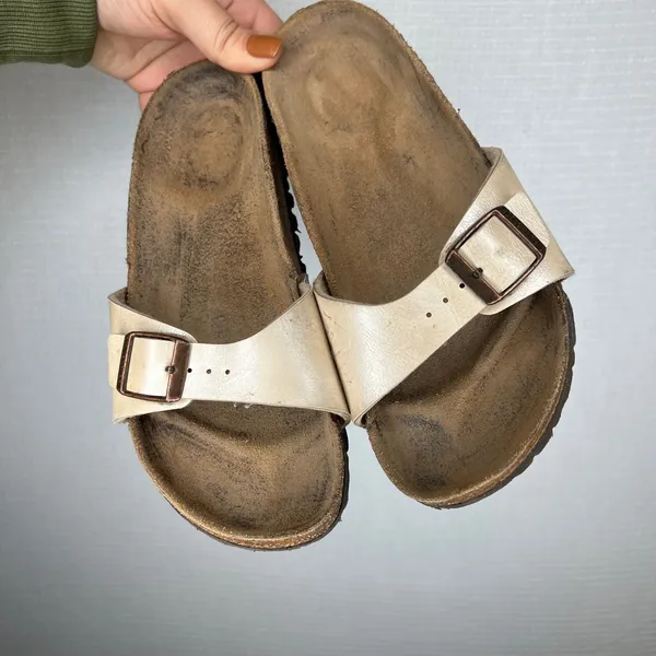 Birkenstock Madrid Sandals Cream‎ Leather Cork Footbed Slip On Size 36 EU 230 - Image 2