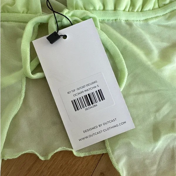 Outcast Clothing - Rey Sleeveless Mesh Crop Top in Matcha Green - Image 2