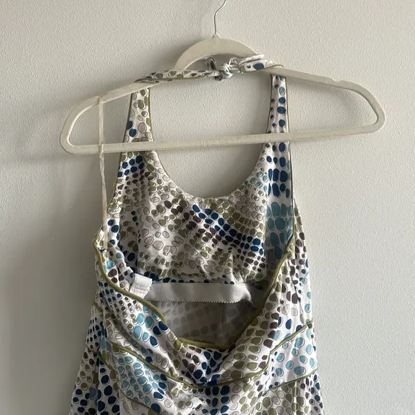 Retro Polka Dot Halter Dress Blue Size M - Image 3