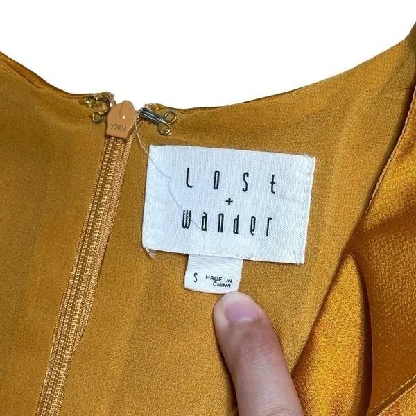 Lost + Wander Golden Yellow Dawn Satin Mini Dress Womens US S - Image 5