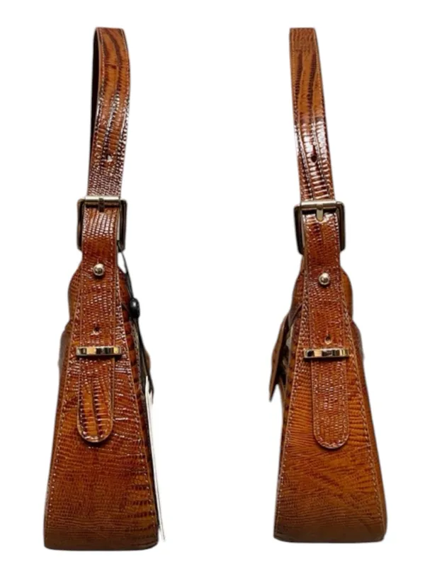 Brahmin Kyrie Jardim Woven Raffia & Embossed Leather Buckled Snap Shoulder Bag - Image 3