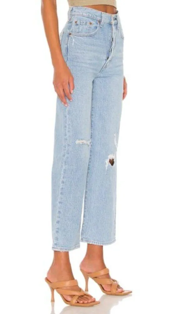 Levi's X Revolve Ribcage Straight Ankle Jeans in Jazz Time with Distressing - Image 2
