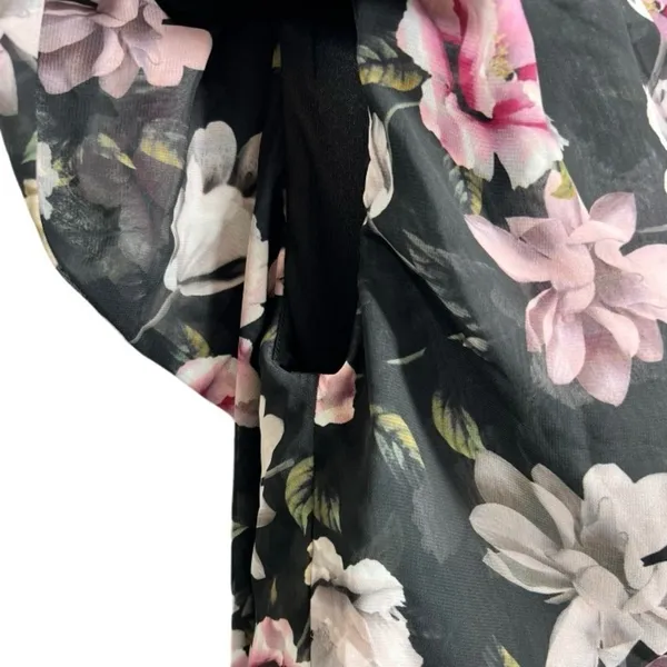 NWT AQUA Formal One Shoulder Ruffle‎ Floral High-Low Midi Dress Black Size 4 - Image 10