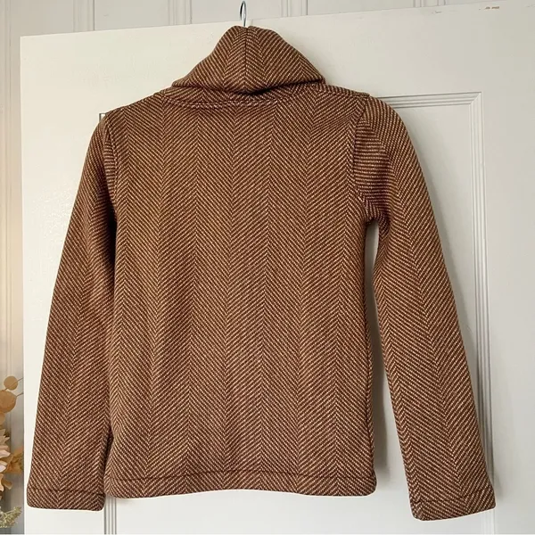J. Crew Long-sleeve funnelneck pullover in camel herringbone size XXS EUC - Image 6