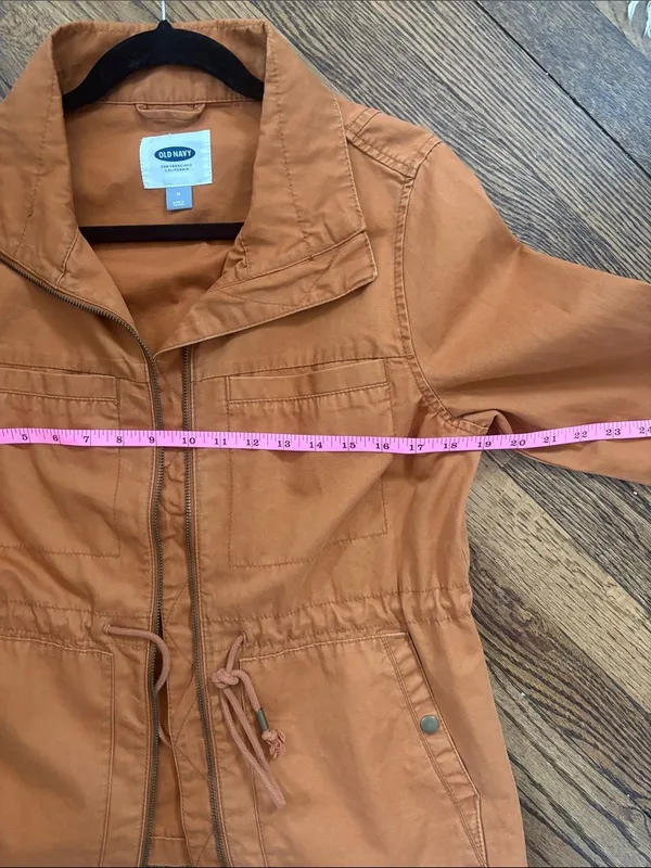 Old Navy Burnt Orange Rust Canvas Utility Field Jacket Drawstring Waist Medium M - Image 7