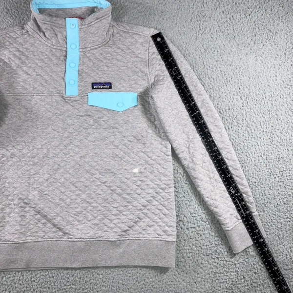 Patagonia Quilted Snap-T‎ Pullover Women S Gray Organic Cotton Layering Outdoor - Image 13