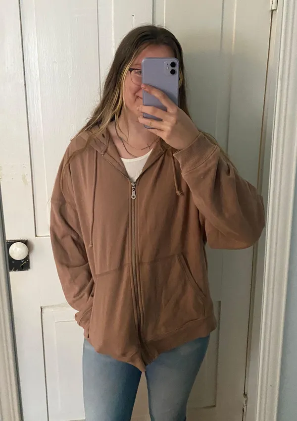 Aeropostale brown zip up hoodie - Image 2