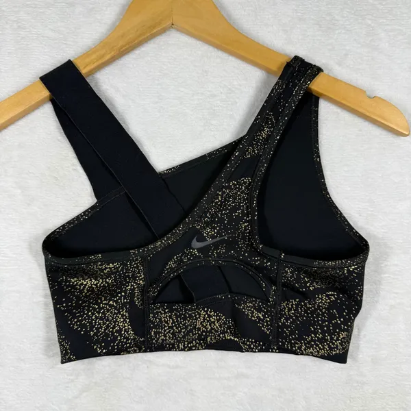 Nike Womens‎ One Shoulder Metallic Gold Speckle Sports Bra Black XS DQ5242-010 - Image 6