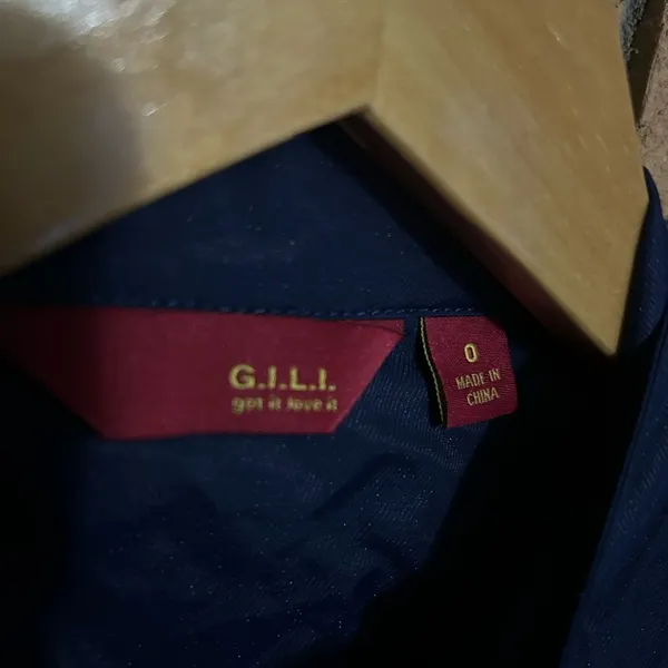 G.I.L.I Lightweight Navy Blue Zip Button Up Nylon Shimmer Jacket Women’s Size 0 - Image 2