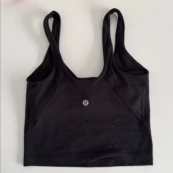 Lululemon Black V-Neck Crop align Top with built in shelf bra. Size 0 - Image 2