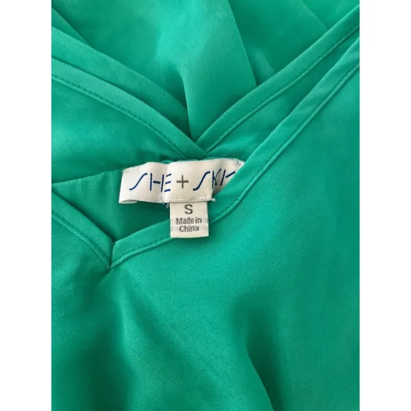 She + Sky Women's Emerald Green Blouse - Image 3