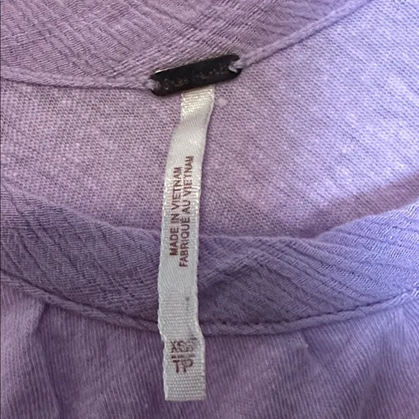 Free People Keep It‎ Casual Tee Lilac Linen Blend Short Sleeve Flowy Top Size XS - Image 6