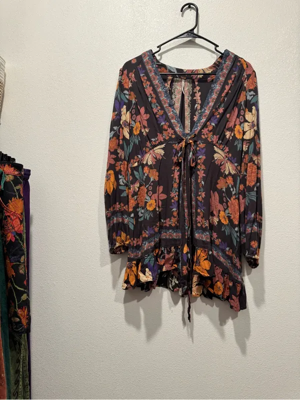 Free People Violet Hill Floral Tunic Mini Dress Size 10 NWOT - Image 2