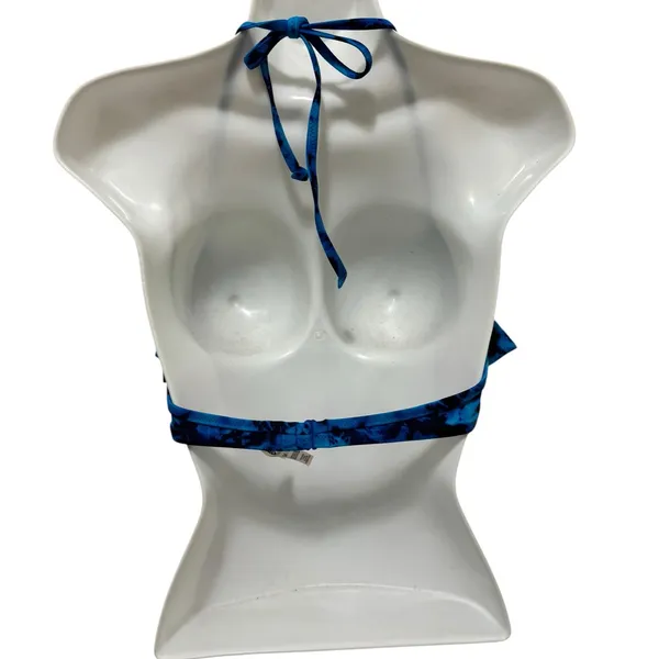 Victoria’s Secret Pink Blue Tie Dye Ruffle Bikini Top W/Embroidery Sz M Push Up - Image 3