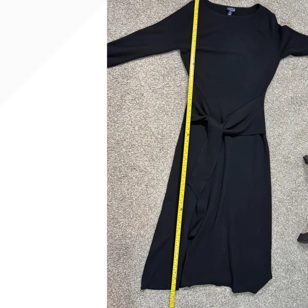 Scoop Womens Black Ribbed Knit Tie Front Midi Dress XL 16-18 Long Sleeve - Image 4