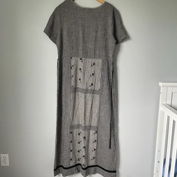 Carole Little Vintage Maxi Dress Gingham Embroidered Cottagecore Cotton Size 14 - Image 2