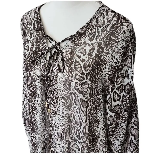 Tommy Bahama Top XL Cover‎ Up Beach Pool Animal Print Lace Up Long Chic Sheer - Image 2