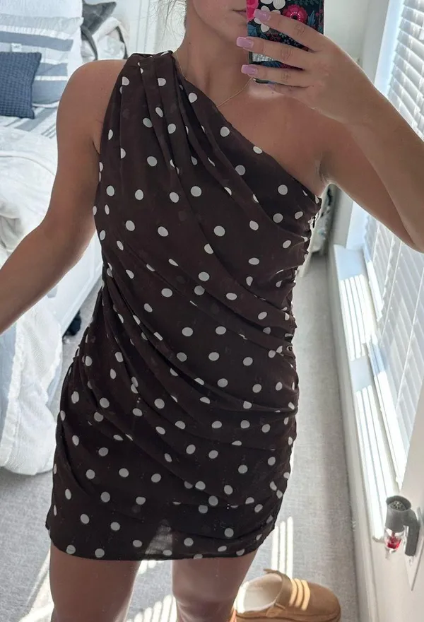 Abercrombie Brown Polka Dot Dress - Image 3