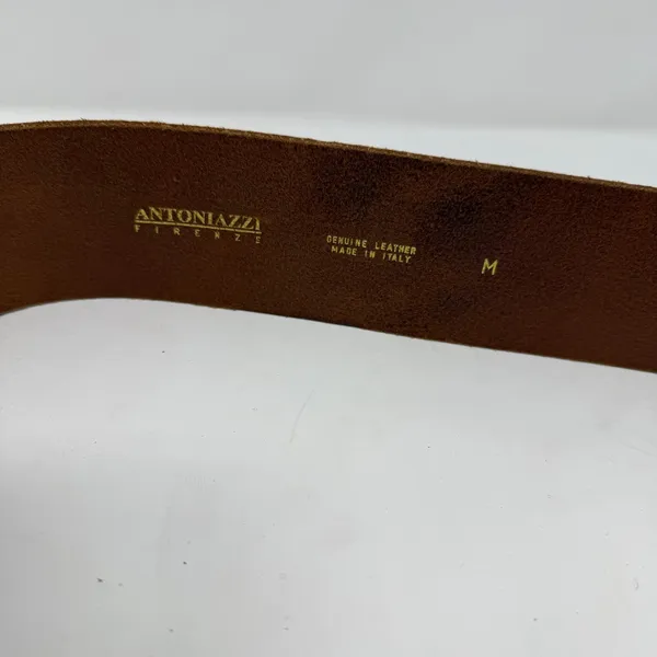 Antoniazzi Firenze Floral Embossed Leather Round Buckle Belt Brown Womens Size M - Image 2