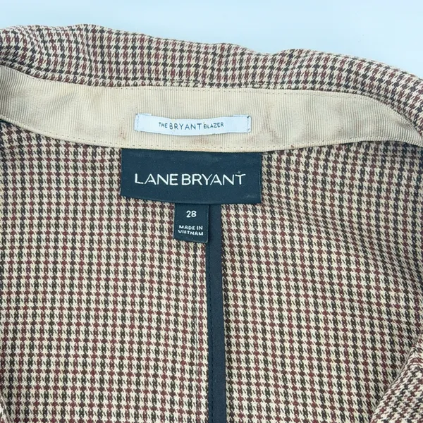 Lane Bryant The Bryant Blazer Brown Houndstooth Double Breasted Size 28 - Image 6