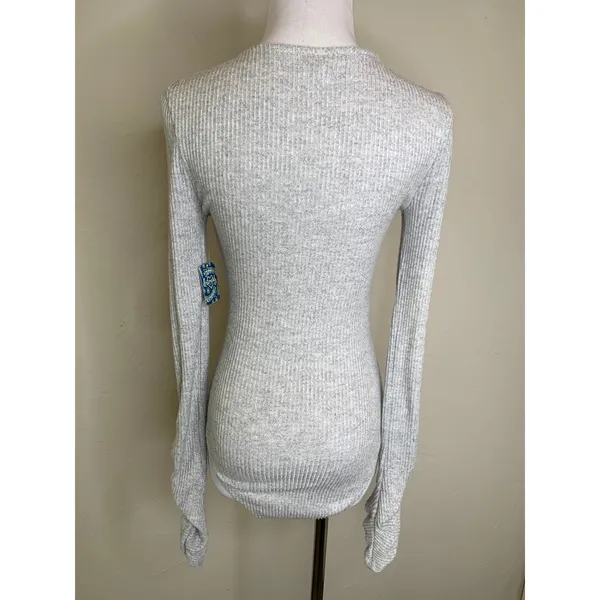 NWT Free People OB878253 Pebble Gray Cozy Up With Me Bodysuit Sz Small - Image 2