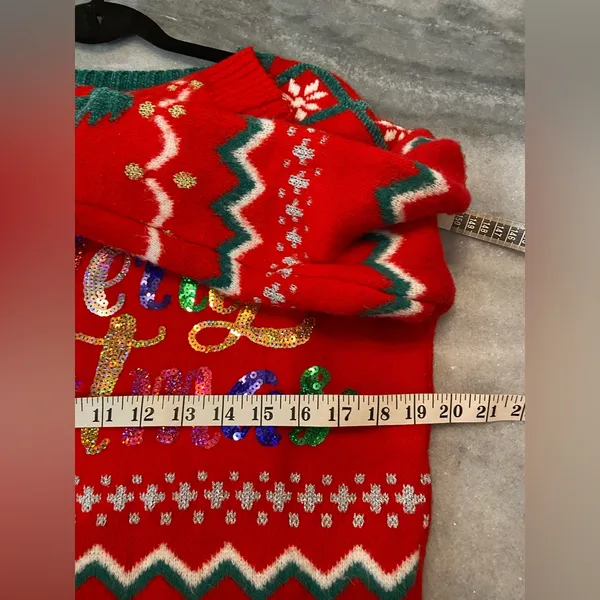 Holiday Time Size S Merry Christmas Embellished Sequin Crew Neck Ugly Sweater - Image 12