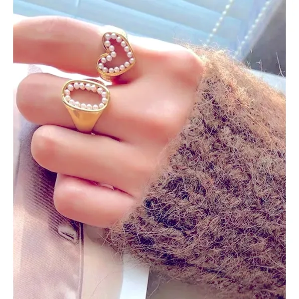 NWT PRETTY SOLID PEARL HEART RING, 18k‎ YELLOW GOLD OVER STERLING SILVER RING - Image 11