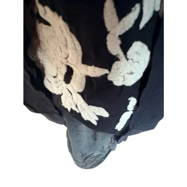 Cute Option Bohemian Black Lined Crepe Embroidered Mini Dress Size L - Image 4