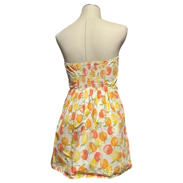 Miss Selfridge Poplin Corset Strapless Mini Dress Citrus Fruit 8 - Image 4