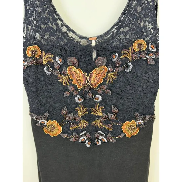 Free People Black Beaded Sleeveless Secrets of Eden Mini Dress - Size - Small - Image 4