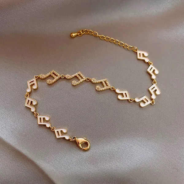 18K Gold Plated Adjustable Musical Note Charm Bracelet for Women - Image 3