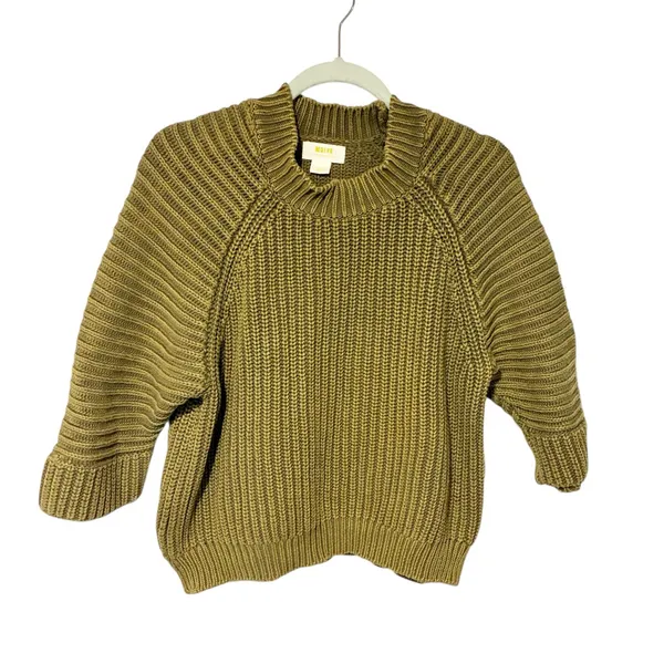 Anthropologie Maeve Mackenzie Green‎ Chunky Knit 3/4 Sleeve Sweater Size XS - Image 2