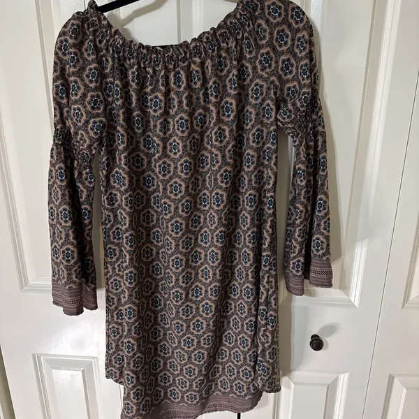 Gilli Made In America Brown Boho Dress Sz Medium. Poetic Sleeves. Cottage Core. - Image 3