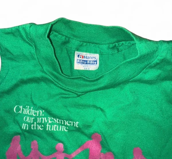 Vintage 1990s Green Graphic Tank Top “Children: Our Investment in the Future” - Image 2