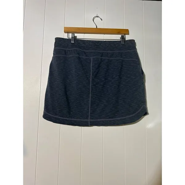Athleta Techie Terry Mini Skirt Womens L Heather Gray Drawstring Pockets UPF 30 - Image 5