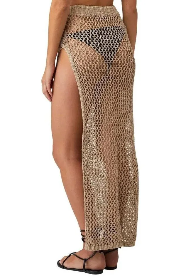Beach Riot Deborah Skirt in Tan Small Womens Swim Cover Up Crochet Maxi - Image 7