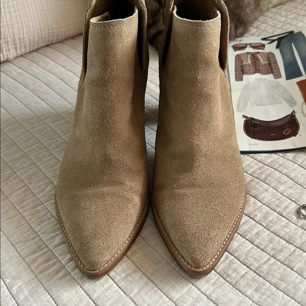 Anthropologie Dolce Vita tan suede leather western pointed toe block heeled booties 11 - Image 6