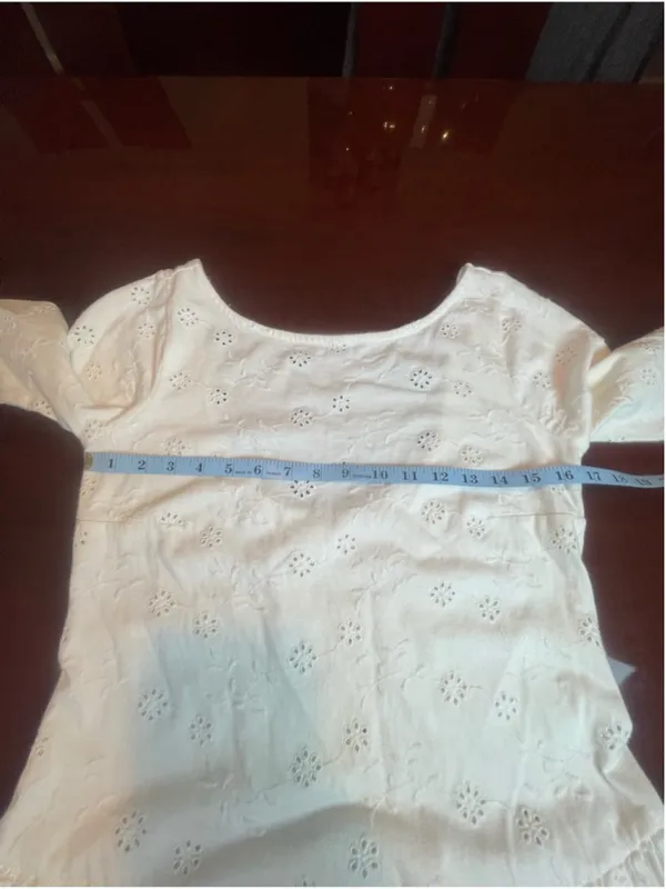 Free People White Eyelet Long Sleeve Drop Waist Mini Dress Sz L/G Romantic Boho - Image 11