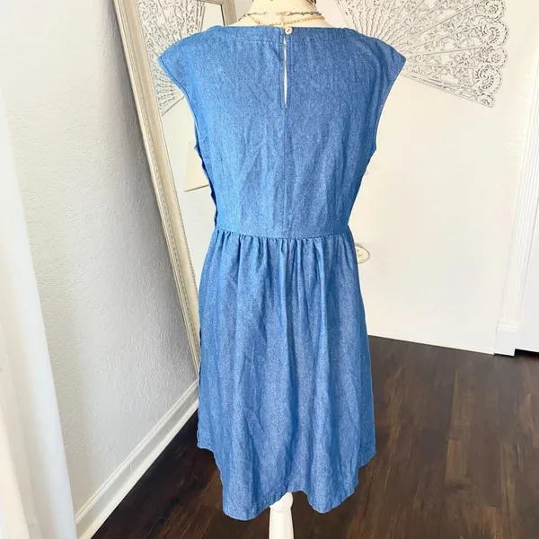 Mod Ref Casual Denim Cotton Blue Mini Midi dress A-line Size S - Image 4