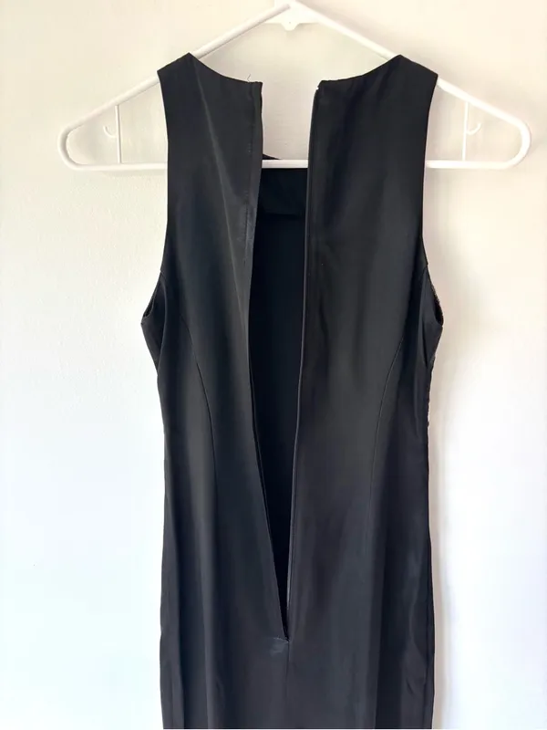 Vintage 1990s Jessica McClintock Gunne Sax Black Satin Formal Evening Gown - Image 7