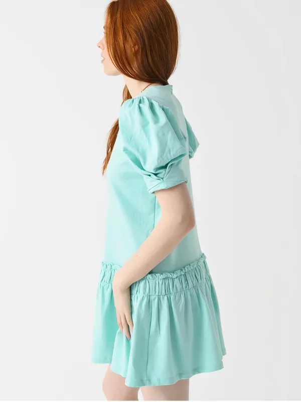 English Factory 100% Cotton Women’s XS Puff Sleeve Mini Dress in Mint Green - Image 15