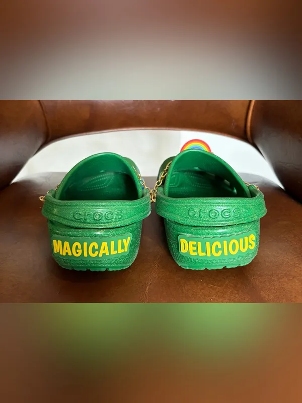 Lucky Charms Crocs sz J 6 Sparkle Green Clog Classic Marshmallow Charms jibbits - Image 3