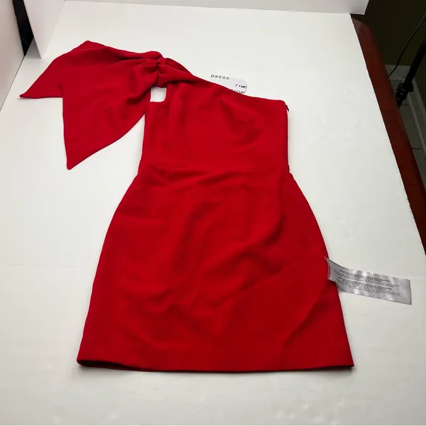 Dress the Population Tiff One Shoulder Mini Dress Womens SZ Small‎ Rouge Red NEW - Image 3