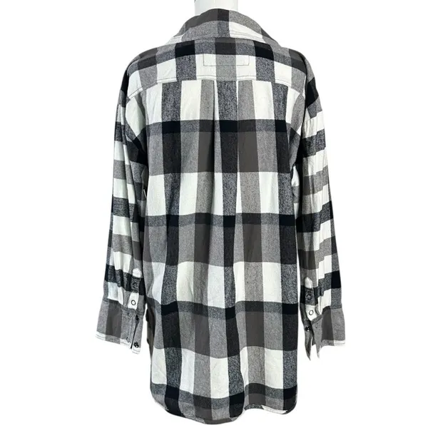 We The Free Free People Izzie Plaid Oversized Cargo Shirt Jacket Shacket Large Grunge 90s - Image 9