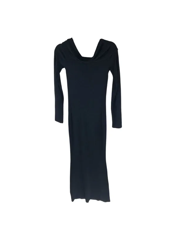 Edikted Dress Slinky Knit Bodycon Maxi Off Shoulder Long Sleeve Black S - Image 2