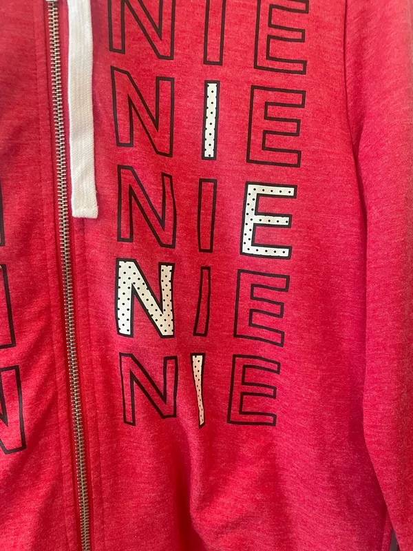 Disney Red Minnie Graphic Zip-Up Hoodie ladies medium to large fit like new - Image 3