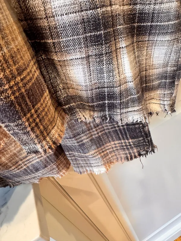 Urban Outfitters Plaid Flannel Shirt Oversized Mixed Media Brown S - Image 12
