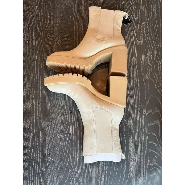 Dolce Vita Women's Ivory Leather Booties Size 10 Waterproof Chunky Heel - Image 5