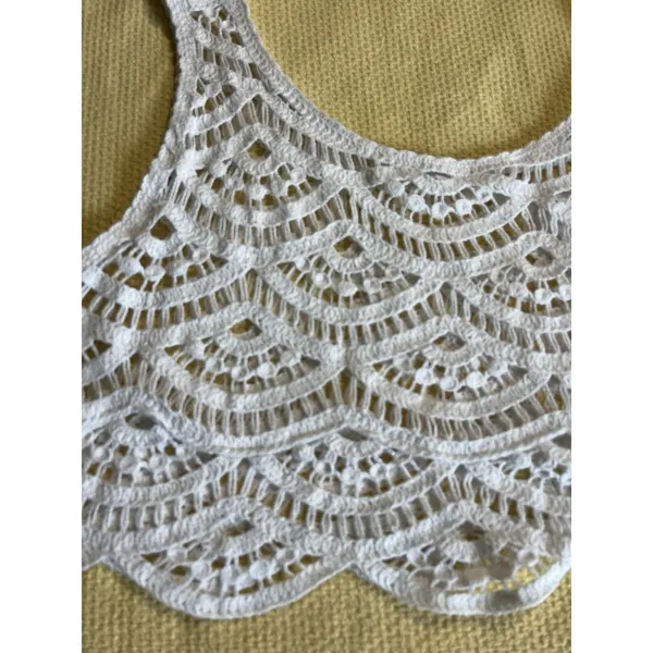 Crochet Crop Top Size M/L Cream Festival Beach Party - Image 4