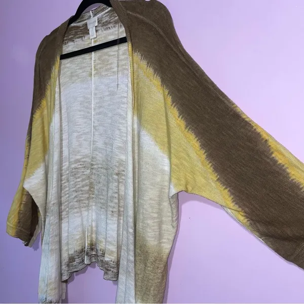 Chico's Cardigan Womens Size L Open Front Knit Kimono Boho Tie Dye Beachy - Image 2